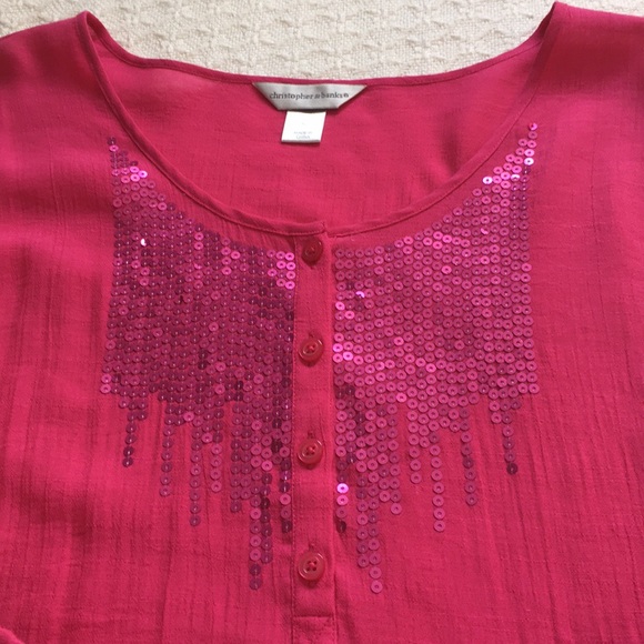 Christopher & Banks Tops - CHRISTOPHER & BANKS SEQUIN CONVERTIBLE SLEEVE TOP